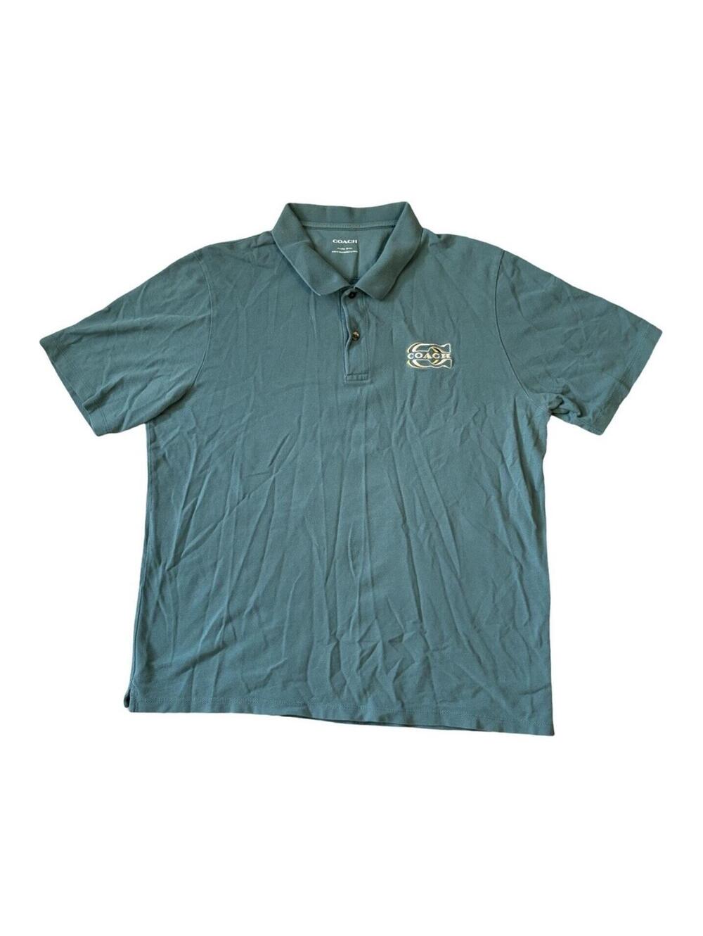 Coach Green Polo Shirt 100% Cotton Men’s Size 2XL Chest Logo Embroidered